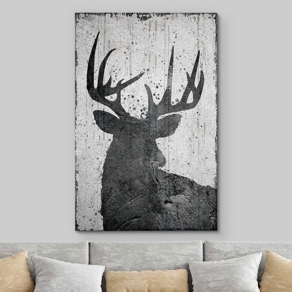 Christmas Wall Art Canvas Print Wall Decor – Moose Silhouette