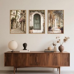 DRACIT European Flower Street Framed Canvas Wall Art Set,Natural Architecture…