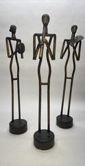Bronze Art Sculptures Modern Musical Set Flute Cymbals Violin Stick Figures