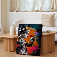 Urban Street Art Canvas Wall Art Young Man With Hat And Butterfly Graffiti Print