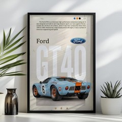 Ford GT40 Poster – Vintage Le Mans Race Car Automotive Wall Art Print