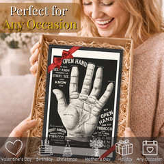 Vintage Palmistry Hand Poster Framed 11×17 Open Hand Tobacco Retro Wall Art
