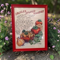 Chef Alfredo Tomatoes Art Print Recipe Framed Picture Broiled Stuffed Signed MCM