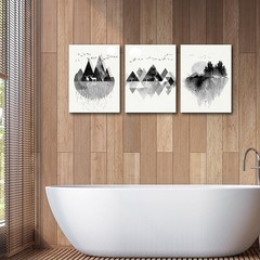 3 Piece Black and White Geometric Wall Art for Living Room Decoration