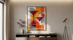 Mid Century Modern Cocktail Poster Geometric Bar Cart Art Print Retro Wall Decor