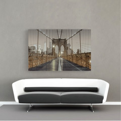 Studio 500 Premium Canvas of The Brooklyn Bridge in Black/White/Gold 48x32x1.5