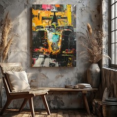 Wall Art Abstract Formula 1 Car Canvas Vibrant Racing Motion Art