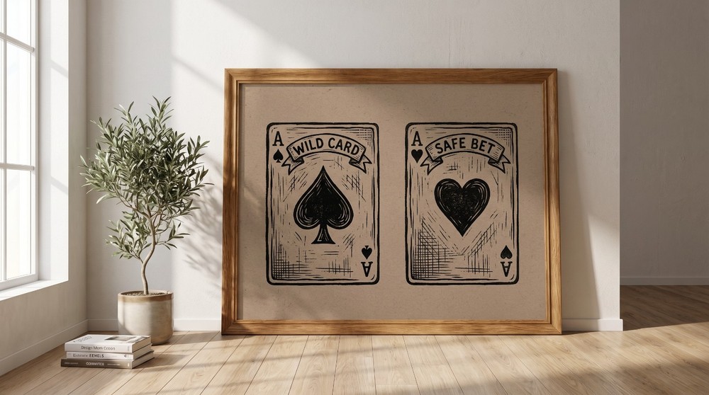 Wild Card Safe Bet Ace of Spades Hearts Poster Vintage Playing Cards Wall Art