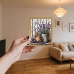 Wood Framed Rustic Floral Wall Art Set of 3, 10″L x 8″W, Colorf