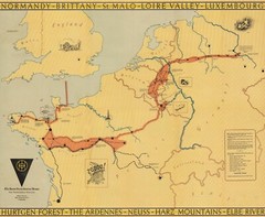 1945 83rd Infantry Div. WWII Thunderbolt Route Map Across Europe History Poster