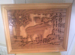 Framed All Wood Wall Art 12x 16 Woodland Moose Shiloutte Picture