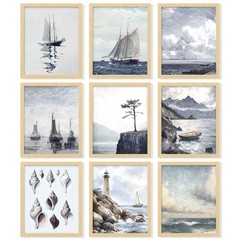 Rustic Nautical Wall Decor Vintage Nautical Wall Art, Farmhouse Coastal Prin…