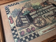 ARMSTRONG HAUGEN Farmhouse AUTUMN HARVEST Framed Glass Picture PUMPKINS Apples
