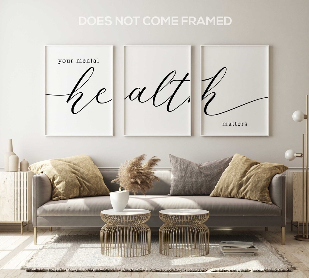 Your Mental Health Matters, 3 Poster Set, Home Wall Decor, Motivational Quote