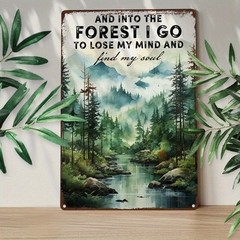Tin Metal Signs Wall Art Forest Scenery Canvas Print with Pine 8×12