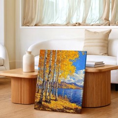 Wall Art Autumn Aspen Trees Lake Mountain Landscape Canvas Print Decor 16×24