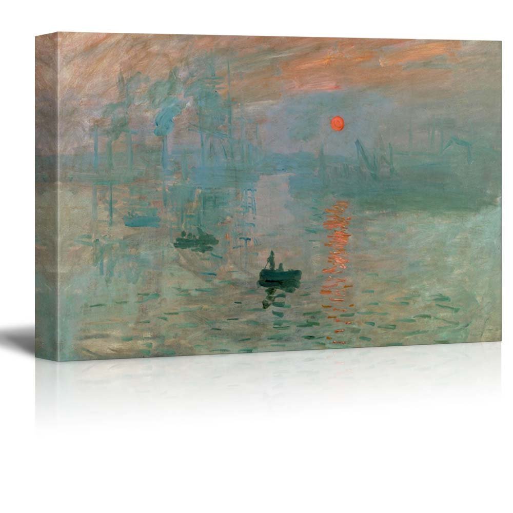 32″x48″ Claude Monet Sunrise Landscape Canvas Wall Art Framed Art Print