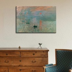 32″x48″ Claude Monet Sunrise Landscape Canvas Wall Art Framed Art Print