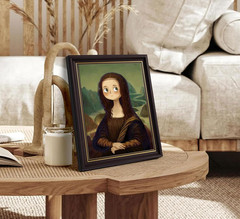 Cartoon Mona Lisa Parody Wall Art, Humor Modern Classical Aesthetics Poster, Unf