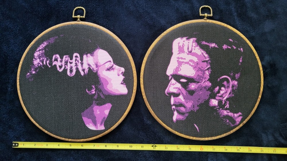 Vintage Gothic Frankenstein & Bride Wall Art Canvas Poster, Horror Decor 10×10
