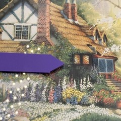 Vintage Andres Orpinas Cottage 1 Garden Swan Scene Framed Print Signed 11.5×9.5