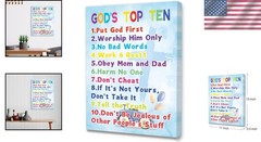 God’s Rules Bible Posters for Kids – 12×15 Canvas Wall Decor