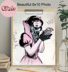 Banksy Poster – 8X10 Funny Gangster Snow White Hand Grenade – Urban Graffiti Wal