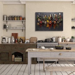 Kitchen Art for Spices Pictures Wall Spoon Spice Decor Herbs and Spices in Sp…