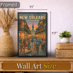 New Orlean Lousiana Vintage Travel Poster 11×17 Framed Retro Wall Art Decor Gift