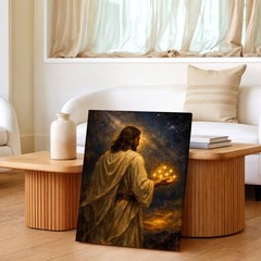 Canvas Spiritual Figure Holding Glowing Stars Religious Living Bedroom Print