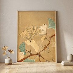 Ginkgo Biloba Leaf Poster Vintage Botanical Wall Art Print Boho Home Decor