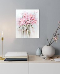Vibrant Abstract Flower Print – Waterproof Canvas Wall Art for Girls’ Rooms