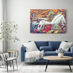 Psychedelic Mushrooms Trippy Shroom Painting Framed Canvas Wall Art Print Hippy