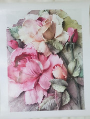 3D Texture Rose Flower Printed on Canvas 11 in x 15.7 in without frame