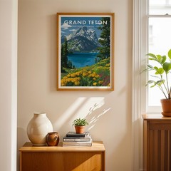 Grand Teton National Park Poster, Nature Landscape Wall Art Decor