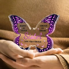 1 Piece Acrylic Butterfly Floral Design “Love You Sisters Forever” Home Decor