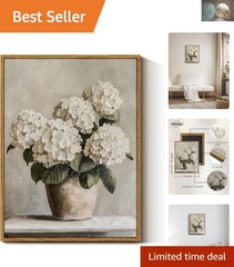 Beautiful Hydrangea Canvas Wall Art – Framed, Waterproof & Ready to Hang – 12×16
