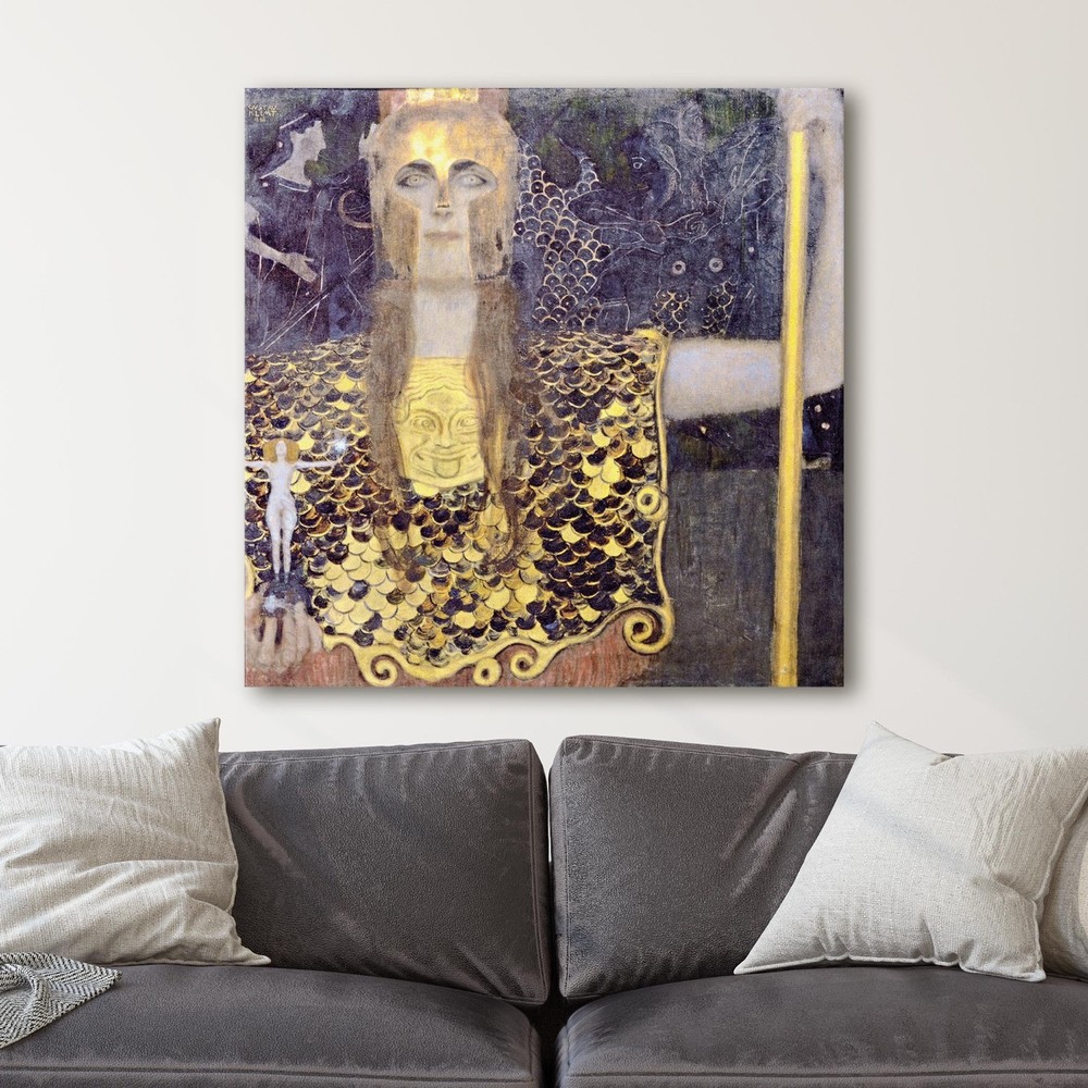 Pallas Athena by Gustav Klimt Paintings Square Canvas Wall Art Print