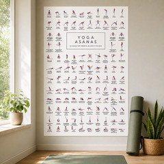 Yoga Asanas Chart Wall Art Poster | Home Decor | Multiple Sizes | Satin Print