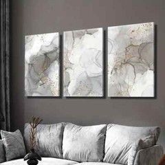 3pcs Gray and Golden Marble Texture Wall Art Canvas Unframed/Framed
