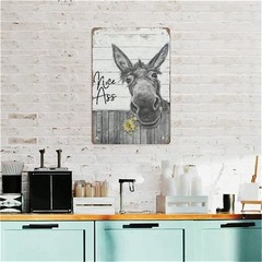 QHOVPA Vintage Donkey Art Metal Signs, Funny Bathroom Toilet Sign Nice Ass Wa…