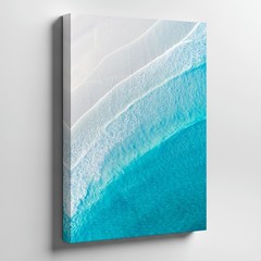 Abstract Ocean Wave Canvas Wall Art Blue Turquoise Coastal Beach Home Decor