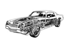 1980 Chevrolet Camaro Z28 Cross section | POSTER | 24X36 Inch | Vintage classic
