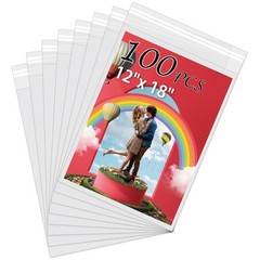 Sealable Crystal Clear Plastic Sleeves – 100 Pack for 12×18 Prints, Acid-Free