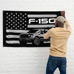 F150 Wall Banner Ford Truck American Flag Silhouette Garage Decor 3×5 ft