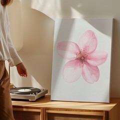 Soft Pink Flower Watercolor Canvas Delicate Botanical Art Simplicity Meets Wall