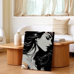 Canvas Warrior Woman Figure Portrait Black Hair Magical Home Aesthetic Decor