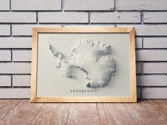 Antarctica Map, Antarctica 2D Relief Map, Antarctica Vintage Map – 2D Flat