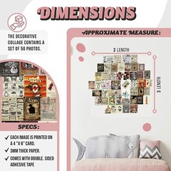 M.C.S. WALL COLLAGE KIT SET OF 50 AESTHETIC PICTURES POSTERS FOR TEEN GIRLS ROOM