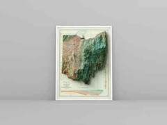 Ohio Map, Ohio 2D Relief Map, Ohio Vintage Map – 2D Flat Print